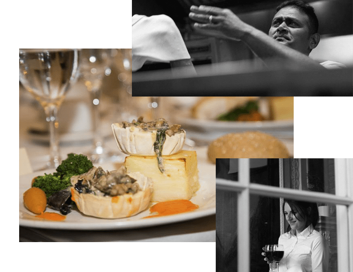 A collage of dishes and staff from Byrons Brasserie.