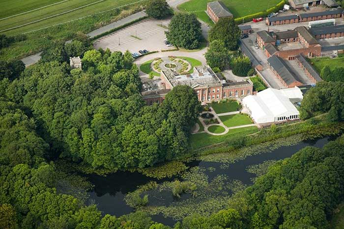 Photo made by the drone, presenting the size of Colwick Hall Hotel & Surrounding green areas.
